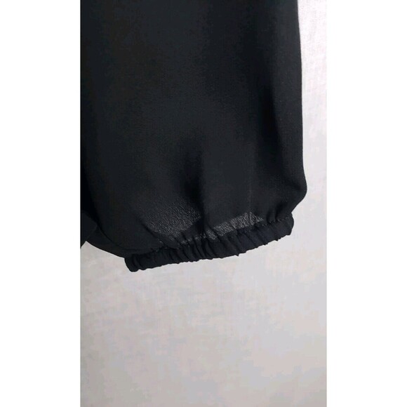 Daniel Rainn Top Blouse M Black Lace Bodice Button Keyhole Back Gothic Witchy - Picture 5 of 6